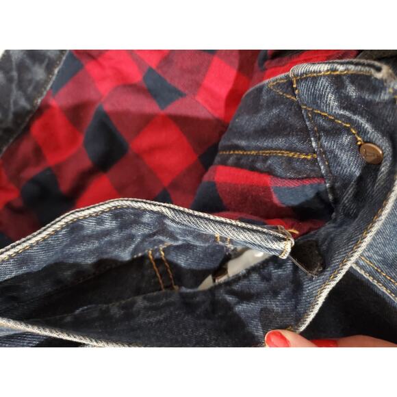 Lands End Square Rigger Traditional Fit Flannel Plaid Lined Jeans Mens Size 38 - Picture 7 of 14